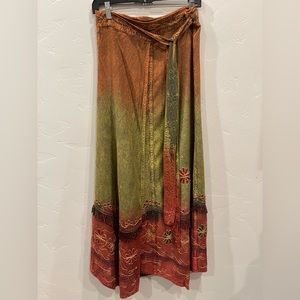 Long, bohemian wraparound skirt